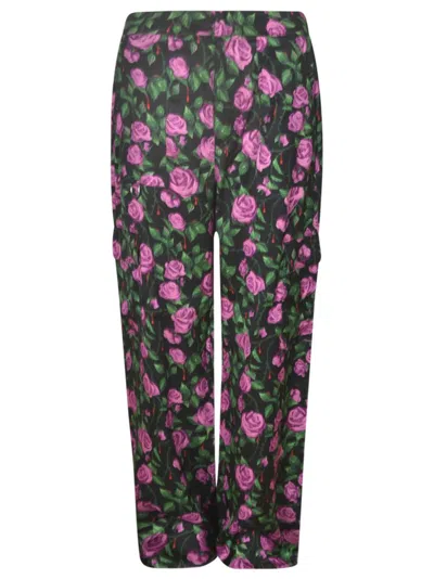 Chiara Ferragni Floral Trousers In Black