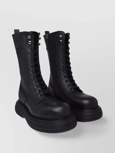 Chiara Ferragni 'ghirls' Textured Leather Chunky Sole Boots In Black