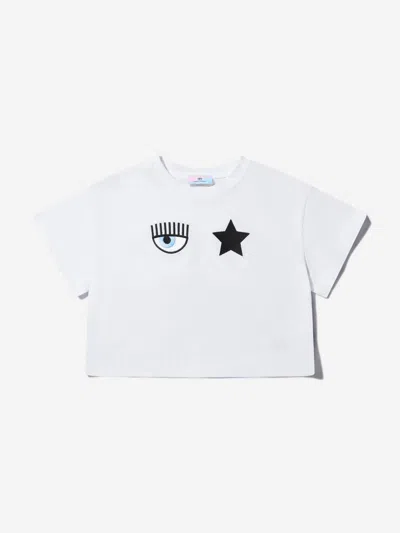 Chiara Ferragni Babies' Girls Cotton Jersey Cropped T-shirt 5 Yrs White