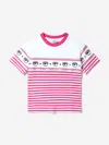 CHIARA FERRAGNI GIRLS COTTON JERSEY STRIPED LOGO T-SHIRT 4 YRS WHITE