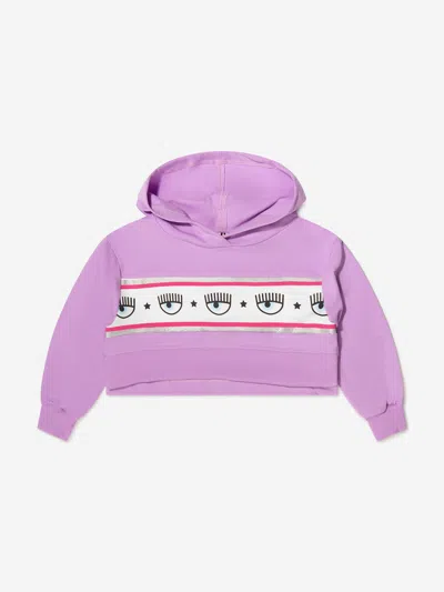 Chiara Ferragni Babies' Girls Cropped Logo Hoodie 6 Yrs Purple