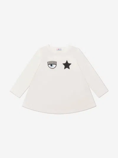 Chiara Ferragni Babies' Girls Long Sleeve Eyestar Maxi T-shirt 8 Yrs Ivory