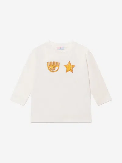 Chiara Ferragni Babies' Girls Long Sleeve Eyestar Maxi T-shirt 8 Yrs Ivory