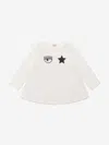 Chiara Ferragni Girls Long Sleeve Eyestar Maxi T-shirt 8 Yrs Ivory In Ivory