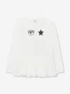 Chiara Ferragni Girls Long Sleeve T-shirt In Ivory