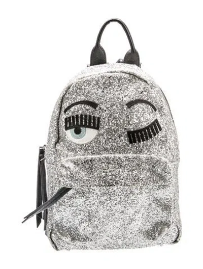 Pre-owned Chiara Ferragni Glitter Backpack In Silver