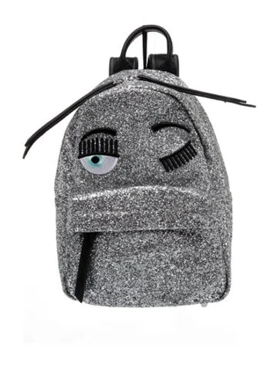 Pre-owned Chiara Ferragni Glitter Backpack W/ Tags In Silver