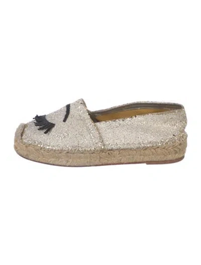 Pre-owned Chiara Ferragni Glitter Glitter Accents Espadrilles In Neutral