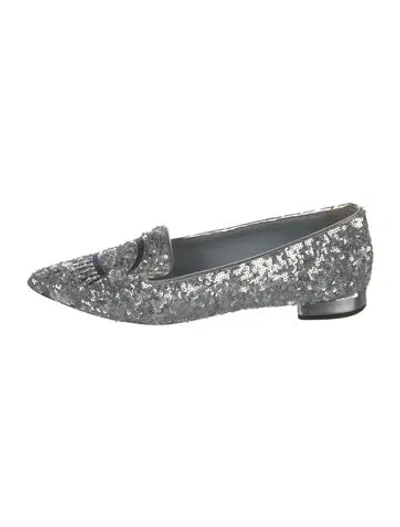 Pre-owned Chiara Ferragni Glitter Glitter Accents Loafers