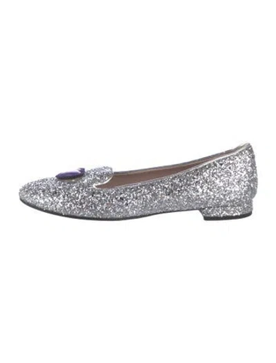 Pre-owned Chiara Ferragni Glitter Glitter Accents Loafers In Silver