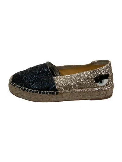 Pre-owned Chiara Ferragni Glitter Graphic Print Espadrilles In Multicolor