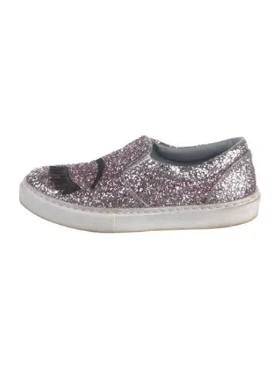 Pre-owned Chiara Ferragni Glitter Graphic Print Sneakers In Pink