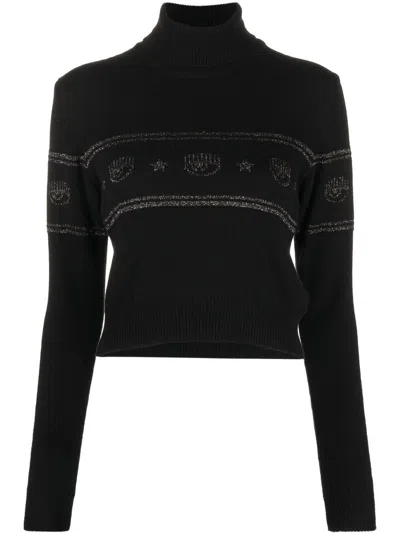 Chiara Ferragni Glitter-logo Jumper In Schwarz