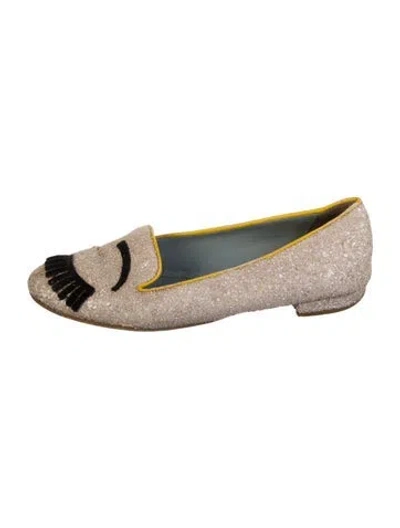 Pre-owned Chiara Ferragni Glitter Patterned Loafers In Neutral