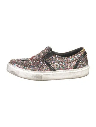 Pre-owned Chiara Ferragni Glitter Printed Sneakers In Black