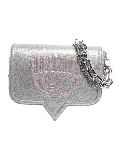 Pre-owned Chiara Ferragni Glitter Shoulder Bag In Silver