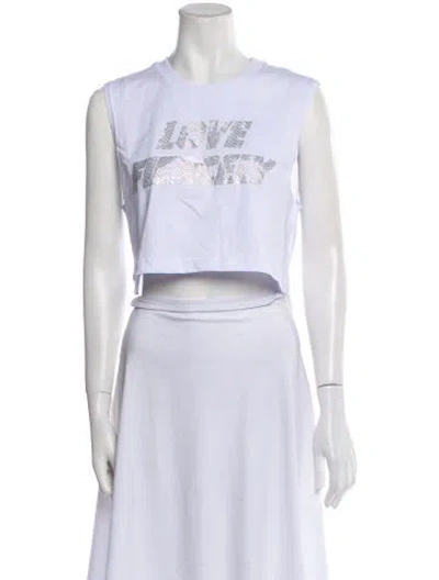 Pre-owned Chiara Ferragni Graphic Print Crew Neck Crop Top W/ Tags In White