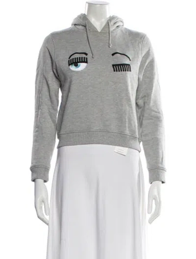 Pre-owned Chiara Ferragni Graphic Print Crew Neck Hoodie In Gray