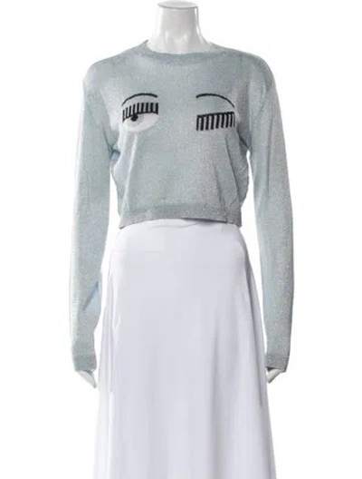 Pre-owned Chiara Ferragni Graphic Print Crew Neck Sweater In Blue