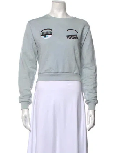 Pre-owned Chiara Ferragni Graphic Print Crew Neck Sweatshirt In Blue
