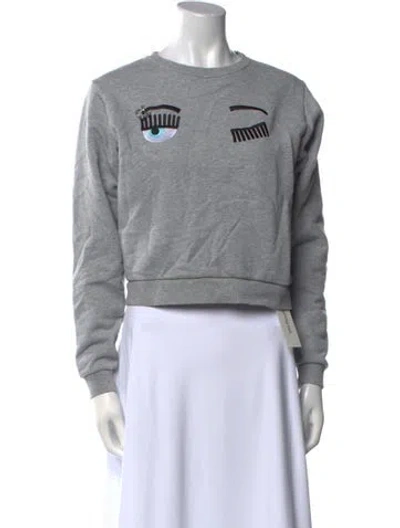 Pre-owned Chiara Ferragni Graphic Print Crew Neck Sweatshirt In Gray