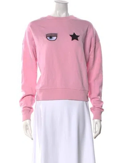 Pre-owned Chiara Ferragni Graphic Print Crew Neck Sweatshirt In Pink