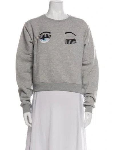 Pre-owned Chiara Ferragni Graphic Print Crew Neck Sweatshirt W/ Tags In Gray