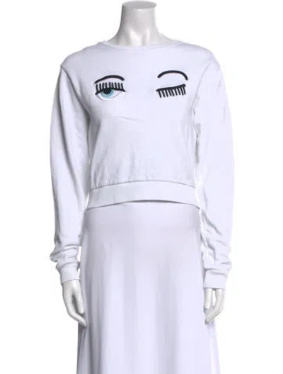 Pre-owned Chiara Ferragni Graphic Print Crew Neck Sweatshirt In White