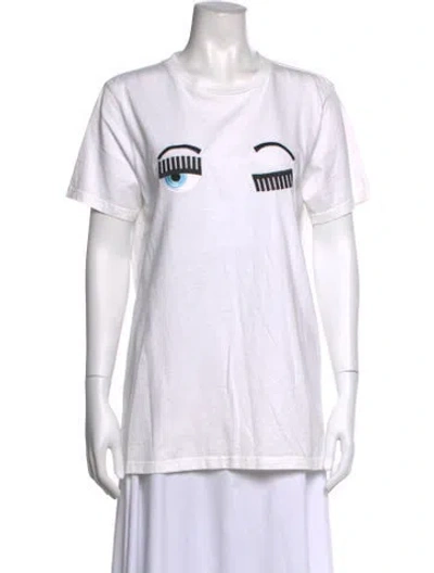 Pre-owned Chiara Ferragni Graphic Print Crew Neck T-shirt In Neutrals