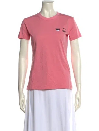 Pre-owned Chiara Ferragni Graphic Print Crew Neck T-shirt In Pink