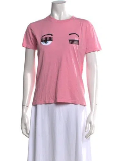 Pre-owned Chiara Ferragni Graphic Print Crew Neck T-shirt In Pink