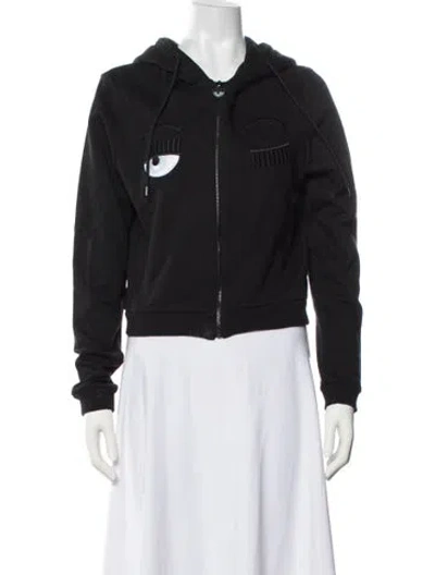 Pre-owned Chiara Ferragni Graphic Print Jacket In Black