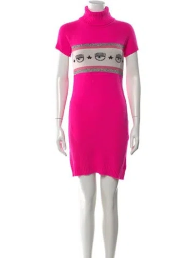Pre-owned Chiara Ferragni Graphic Print Mini Dress In Pink