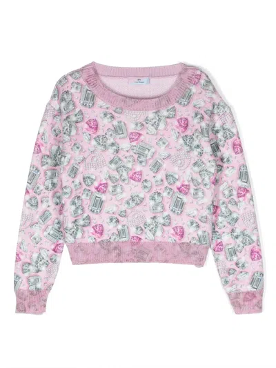 Chiara Ferragni Kids' Eyelike Print Sweatshirt In Pink