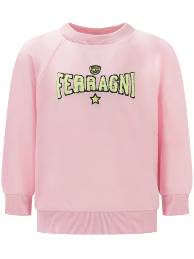 Chiara Ferragni Kids Kids' Logo Sweatshirt For Mini Fashionistas In Bianco