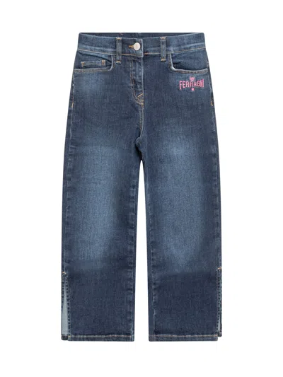 Chiara Ferragni Kids Mini Stretch Jeans With Logo In Blu Stone