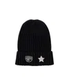 Chiara Ferragni Eyelike Logo-appliqué Beanie In Black