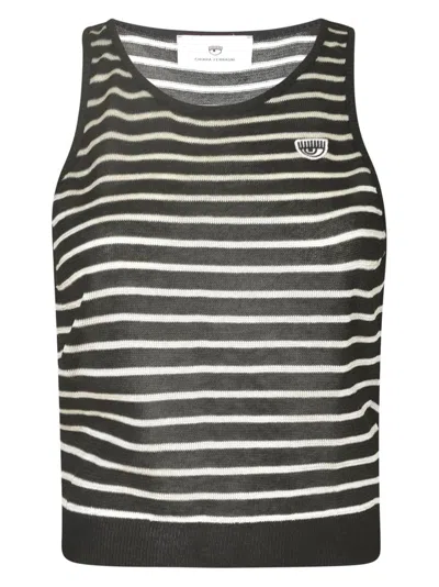 Chiara Ferragni Knitted Striped Sleeveless Top In Multi