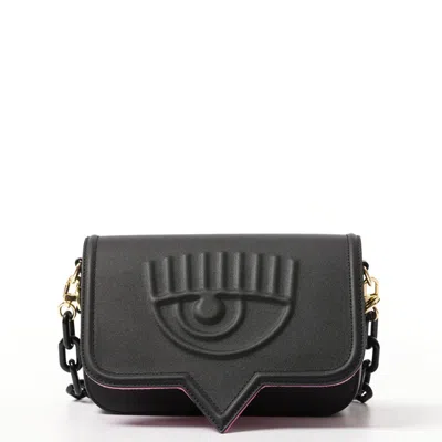 Chiara Ferragni Large Eyelike Motif Chain-link Shoulder Bag In Black