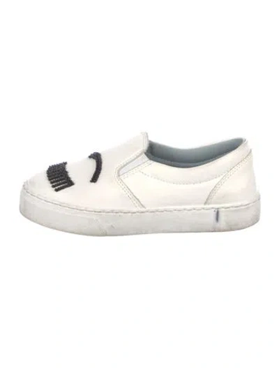 Pre-owned Chiara Ferragni Leather Loafers In White