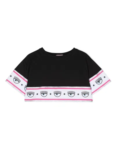 Chiara Ferragni Kids' Logo-detail Cotton T-shirt In Black