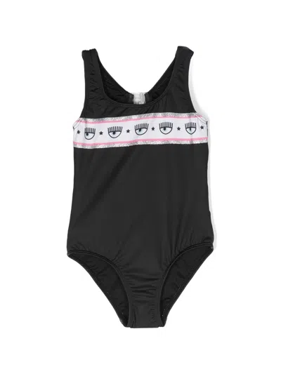 Chiara Ferragni Kids' Logo-detail Swimsuit In Black