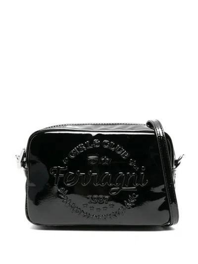 Chiara Ferragni Logo-embossed High-shine Crossbody Bag In Black