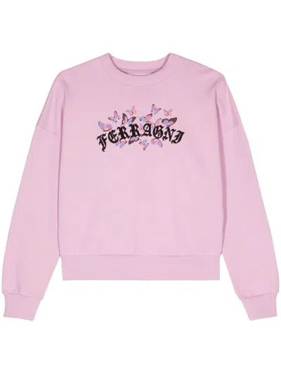 Chiara Ferragni Logo-embroidered Butterfly-print Sweatshirt In 紫色