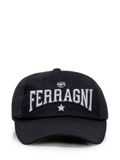 Chiara Ferragni Logo Embroidered Curved Peak Meshed Cap In Black