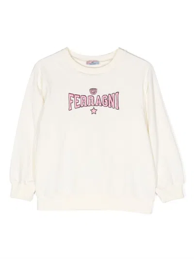 Chiara Ferragni Logo-embroidered Stretch-cotton Sweatshirt In Weiss