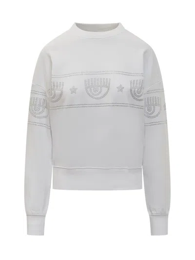 Chiara Ferragni Logo Mania Sweatshirt In White