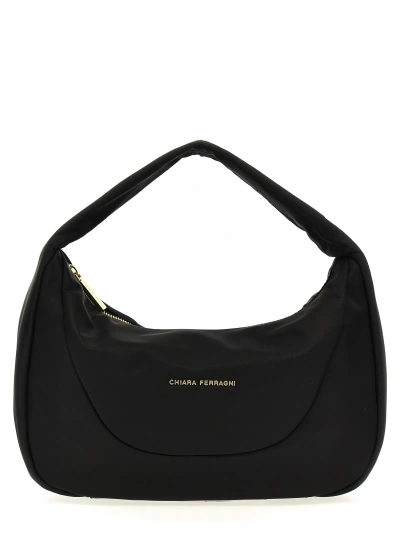 Chiara Ferragni Logo Nylon Shoulder Bag In Black
