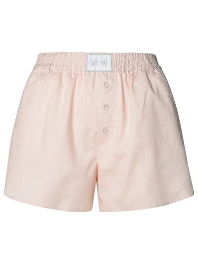 Chiara Ferragni Logo Patch Elasticated Waistband Shorts In Pink