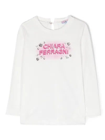 Chiara Ferragni Kids' Logo-print Cotton Sweatshirt In White